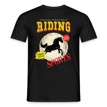 Riding Horse Rider Jumping Sport Vintage Retro - Men's T-Shirt - black - Front - AI Model Male 178 light (178cm)