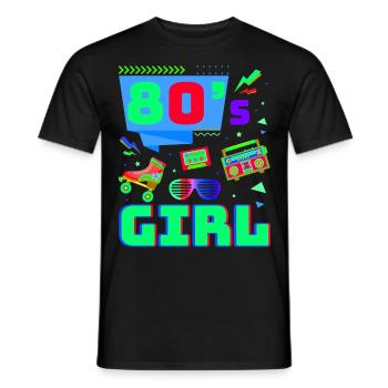 80s Retro CostumeTheme Party Costume 90s Party - Men's T-Shirt - black - Front - AI Model Male 178 light (178cm)