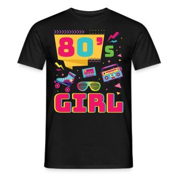 80s Retro CostumeTheme Party Costume 90s Party - Men's T-Shirt - black - Front - AI Model Male 178 light (178cm)