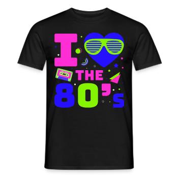 80s Retro CostumeTheme Party Costume 90s Party - Men's T-Shirt - black - Front - AI Model Male 178 light (178cm)