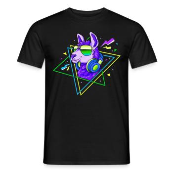 Lama Alpaga 80s Costume Rétro Années 90s Party - T-shirt homme - noir - Devant - AI Model Male 178 light (178cm)