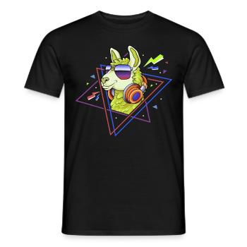 Lama Alpaga 80s Costume Rétro Années 90s Party - T-shirt homme - noir - Devant - AI Model Male 178 light (178cm)