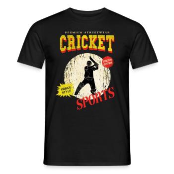 Cricket Cricketer Batsman Sport Vintage - Men's T-Shirt - black - Front - AI Model Male 178 light (178cm)
