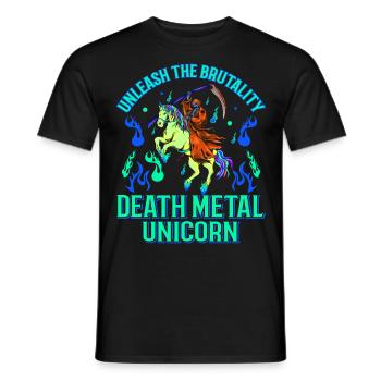 Goth Rock Satan Einhorn Festivals Death Metal - Männer T-Shirt - Schwarz - Vorne - AI Model Male 178 light (178cm)