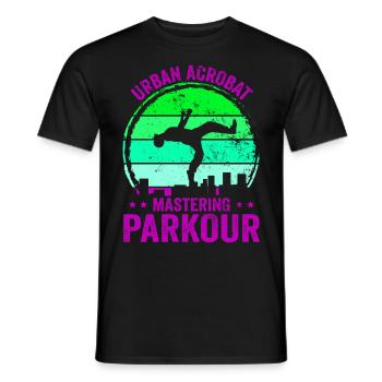 Parkour, Freerunning, Street Workout, Acrobatic - Männer T-Shirt - Schwarz - Vorne - AI Model Male 178 light (178cm)
