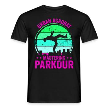 Parkour, Freerunning, Street Workout, Acrobatic - Männer T-Shirt - Schwarz - Vorne - AI Model Male 178 light (178cm)