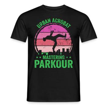 Parkour, Freerunning, Street Workout, Acrobatic - Männer T-Shirt - Schwarz - Vorne - AI Model Male 178 light (178cm)