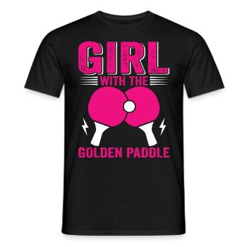 Ping Pong Spielerin Girl Frauen Damen Outfit! - Männer T-Shirt - Schwarz - Vorne - AI Model Male 178 light (178cm)