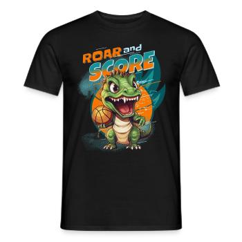 Basketball Dino T-Rex Player Sports Comic Cartoon - Men's T-Shirt - black - Front - AI Model Male 178 light (178cm)