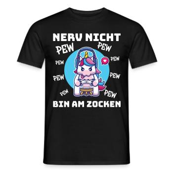 Gaming Einhorn, Zocken, Videospiel, Gamer - Männer T-Shirt - Schwarz - Vorne - AI Model Male 178 light (178cm)