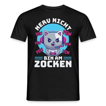 Gaming, Zocken, Videospiel, Grumpy Katze Gamer - Männer T-Shirt - Schwarz - Vorne - AI Model Male 178 light (178cm)