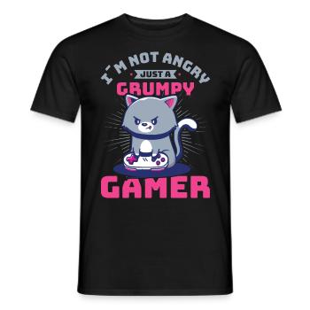 Gaming, Zocken, Videospiel, Grumpy Katze Gamer - Männer T-Shirt - Schwarz - Vorne - AI Model Male 178 light (178cm)