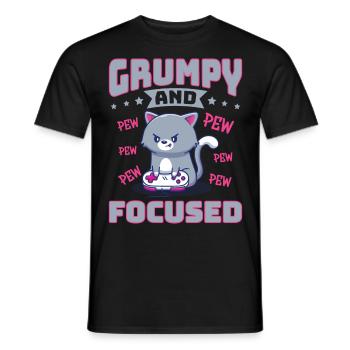 Gaming, Zocken, Videospiel, Grumpy Katze Gamer - Männer T-Shirt - Schwarz - Vorne - AI Model Male 178 light (178cm)