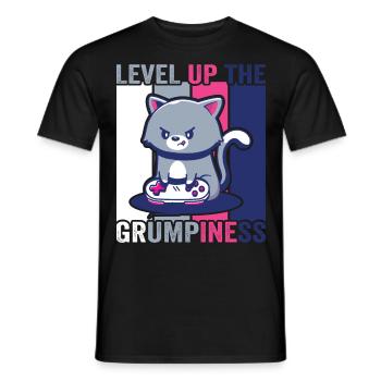 Gaming, Zocken, Videospiel, Grumpy Katze Gamer - Männer T-Shirt - Schwarz - Vorne - AI Model Male 178 light (178cm)
