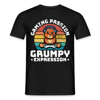 Gaming, Zocken, Videospiel, Grumpy Katze Gamer - Männer T-Shirt - Schwarz - Vorne - AI Model Male 178 light (178cm)