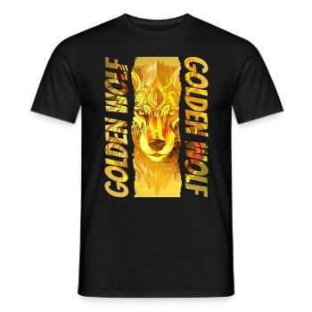 Wolf Wolf Head Gold Mystical Nature Wilderness Art - T-shirt homme - noir - Devant - AI Model Male 178 light (178cm)