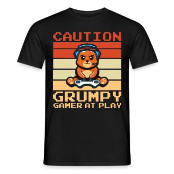 Gaming, Zocken, Videospiel, Grumpy Katze Gamer - Männer T-Shirt - Schwarz - Vorne - AI Model Male 178 light (178cm)