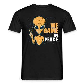 Gaming Alien Ufo Zocken, Videospiel, Einhorn Gamer - Männer T-Shirt - Schwarz - Vorne - AI Model Male 178 light (178cm)