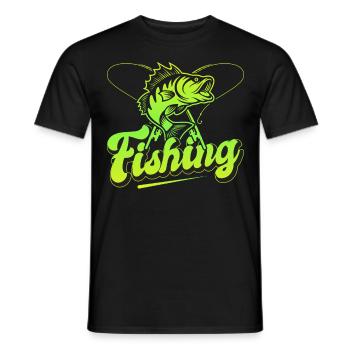 Fishing, Angler, Fisherman Fishing and Pike Fishing - Men's T-Shirt - black - Front - AI Model Male 178 light (178cm)