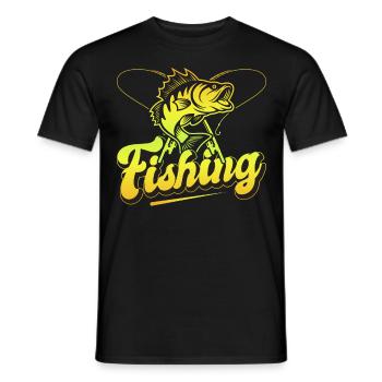 Fishing, Angler, Fisherman Fishing and Pike Fishing - Men's T-Shirt - black - Front - AI Model Male 178 light (178cm)