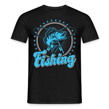 Fishing, Angler, Fisherman Fishing and Pike Fishing - Men's T-Shirt - black - Front - AI Model Male 178 light (178cm)