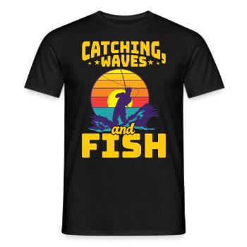 Fishing, Angler, Fisherman Fishing and Pike Fishing - Men's T-Shirt - black - Front - AI Model Male 178 light (178cm)