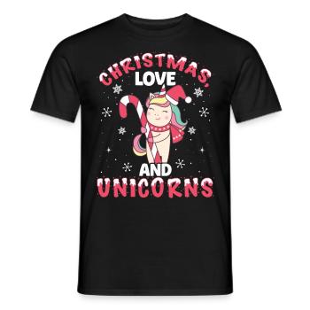 Einhorn Pferde Reitern Weihnachen Liebe Reiten - Männer T-Shirt - Schwarz - Vorne - AI Model Male 178 light (178cm)