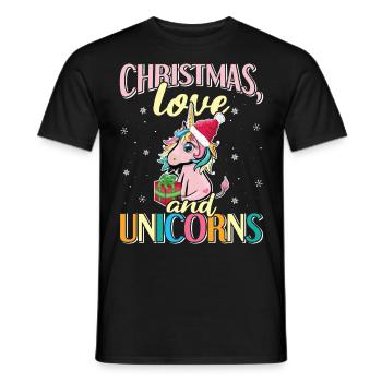Einhorn Pferde Reitern Weihnachen Liebe Reiten - Männer T-Shirt - Schwarz - Vorne - AI Model Male 178 light (178cm)