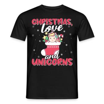 Einhorn Pferde Reitern Weihnachen Liebe Reiten - Männer T-Shirt - Schwarz - Vorne - AI Model Male 178 light (178cm)