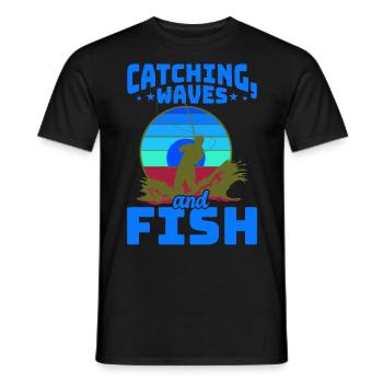 Fishing, Angler, Fisherman Fishing and Pike Fishing - Men's T-Shirt - black - Front - AI Model Male 178 light (178cm)