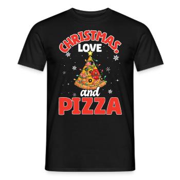 Pizza Junk Food lustiger Spruch Weihnachten, Liebe - Männer T-Shirt - Schwarz - Vorne - AI Model Male 178 light (178cm)