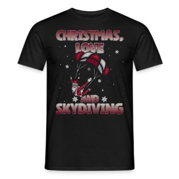 Parachute Skydive Christmas Love and Skydiving - Men's T-Shirt - black - Front - AI Model Male 178 light (178cm)