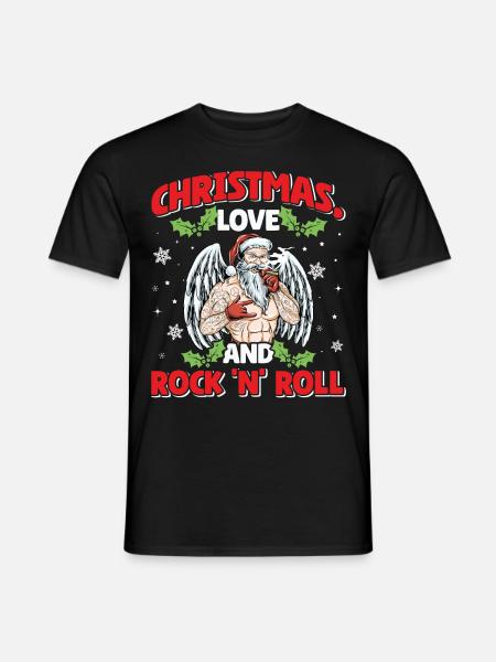 Heavy Hard Metal Weihnachten, Liebe Rock 'n' Roll - Männer T-Shirt - Schwarz