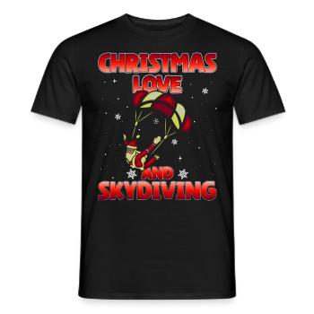Parachute Skydive Christmas Love and Skydiving - Men's T-Shirt - black - Front - AI Model Male 178 light (178cm)