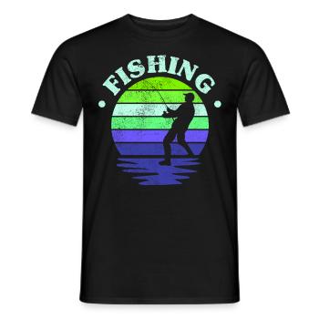 Fishing, Angler, Fisherman Fishing and Pike Fishing - Men's T-Shirt - black - Front - AI Model Male 178 light (178cm)