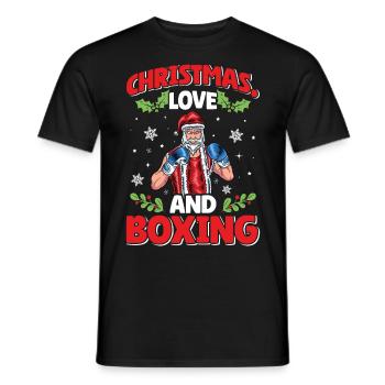 Christmas Love Boxing Boxer Weihnachtsgeschenk - Männer T-Shirt - Schwarz - Vorne - AI Model Male 178 light (178cm)