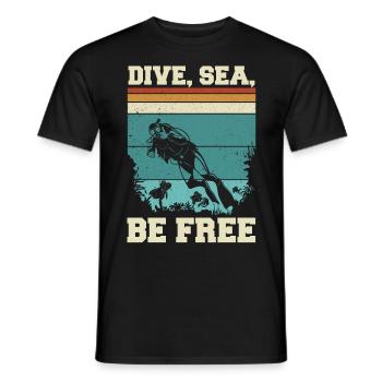 Scuba Diving, Scuba Diving, Holiday Sea Diver - Men's T-Shirt - black - Front - AI Model Male 178 light (178cm)