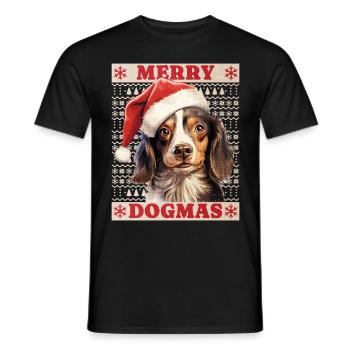 Chien Noël Joyeux Dogmes Père Noël Chapeau Laid - T-shirt homme - noir - Devant - AI Model Male 178 light (178cm)