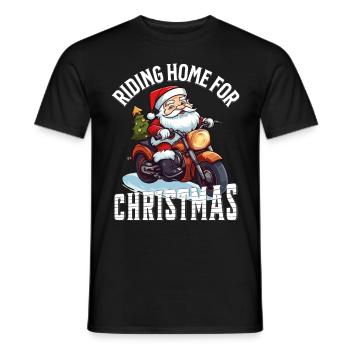 Santa Claus Motorcycle Sunglasses Christmas - Men's T-Shirt - black - Front - AI Model Male 178 light (178cm)