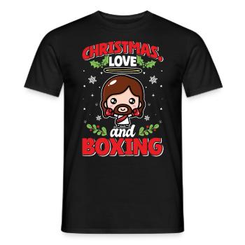 Christmas Love Boxing Boxer Weihnachtsgeschenk - Männer T-Shirt - Schwarz - Vorne - AI Model Male 178 light (178cm)
