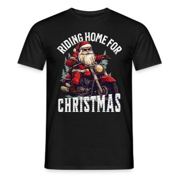 Santa Claus Motorcycle Sunglasses Christmas - Men's T-Shirt - black - Front - AI Model Male 178 light (178cm)