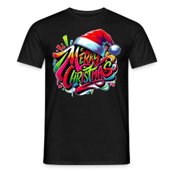 Merry Christmas Graffiti Sil - Männer T-Shirt - Schwarz - Vorne - AI Model Male 178 light (178cm)