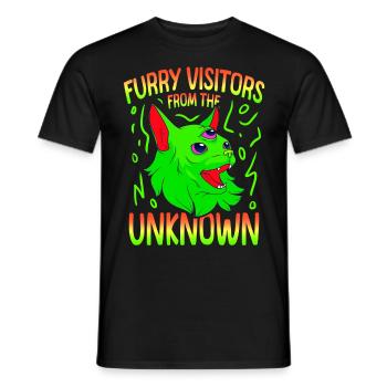 Chat Alien, OVNI, UAP, Espace, Objet volant de l’espace - T-shirt homme - noir - Devant - AI Model Male 178 light (178cm)