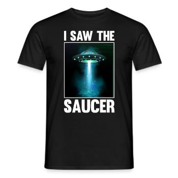 Alien, UFO, UAP, Space, Space Flying Object - Men's T-Shirt - black - Front - AI Model Male 178 light (178cm)