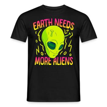 Alien, UFO, UAP, Space, Space Flying Object - Men's T-Shirt - black - Front - AI Model Male 178 light (178cm)