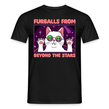 Cat Alien, UFO, UAP, Space, Space Flying Object - Men's T-Shirt - black - Front - AI Model Male 178 light (178cm)
