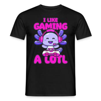 Gaming, Axolotl, Zocken, Videospiel, Einhorn Gamer - Männer T-Shirt - Schwarz - Vorne - AI Model Male 178 light (178cm)