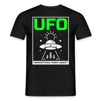 Alien, UFO, UAP, Space, Space Flying Object - Men's T-Shirt - black - Front - AI Model Male 178 light (178cm)