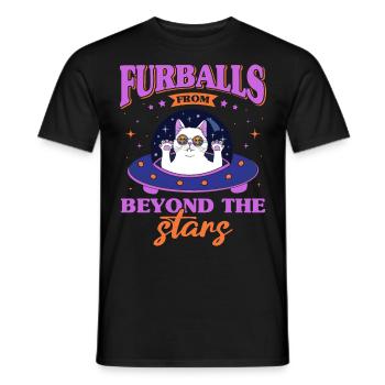 Cat Alien, UFO, UAP, Space, Space Flying Object - Men's T-Shirt - black - Front - AI Model Male 178 light (178cm)