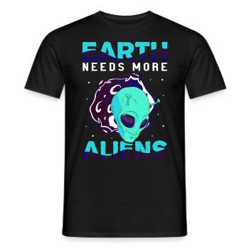 Alien, UFO, UAP, Space, Space Flying Object - Men's T-Shirt - black - Front - AI Model Male 178 light (178cm)